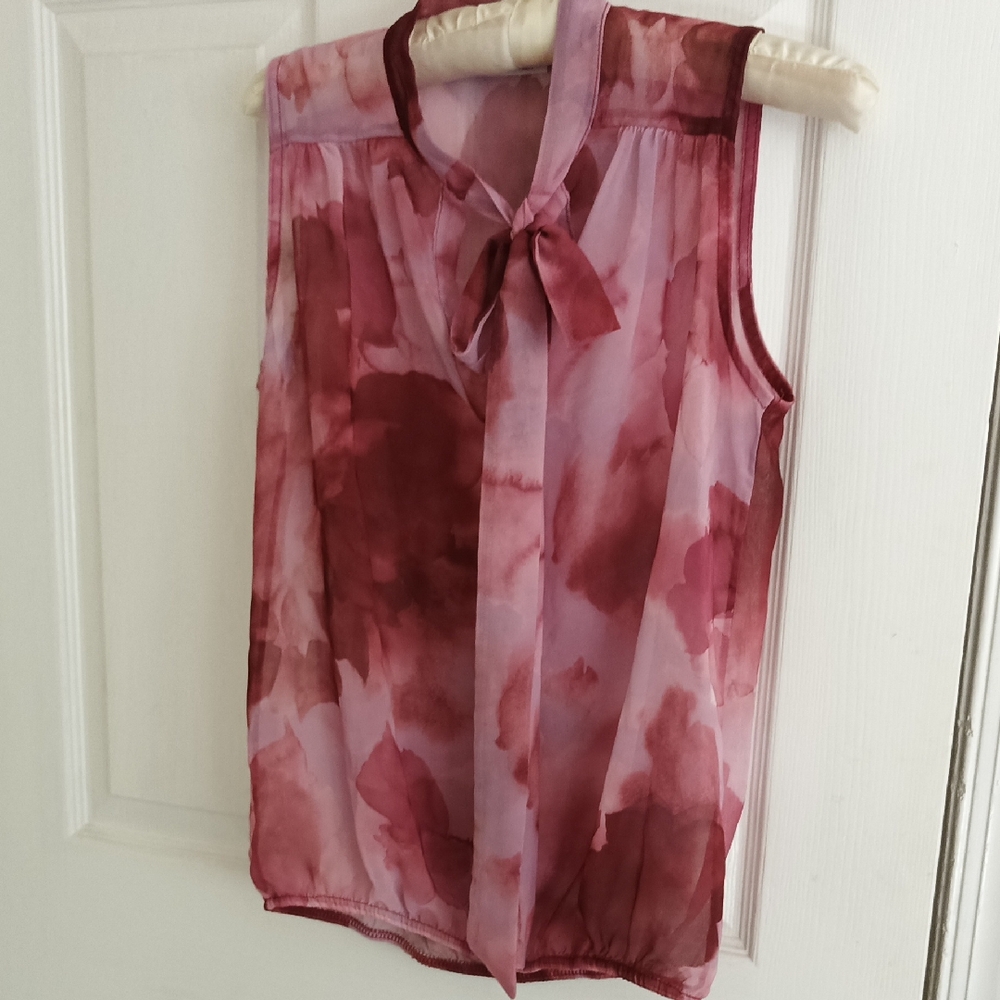 New York & Company Sleeveless Blouse - Red and Pink